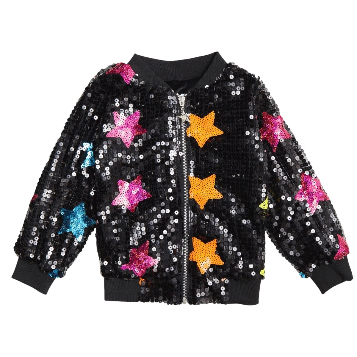 Bomber Jacket with Sequins - Black/multicolored - Kids