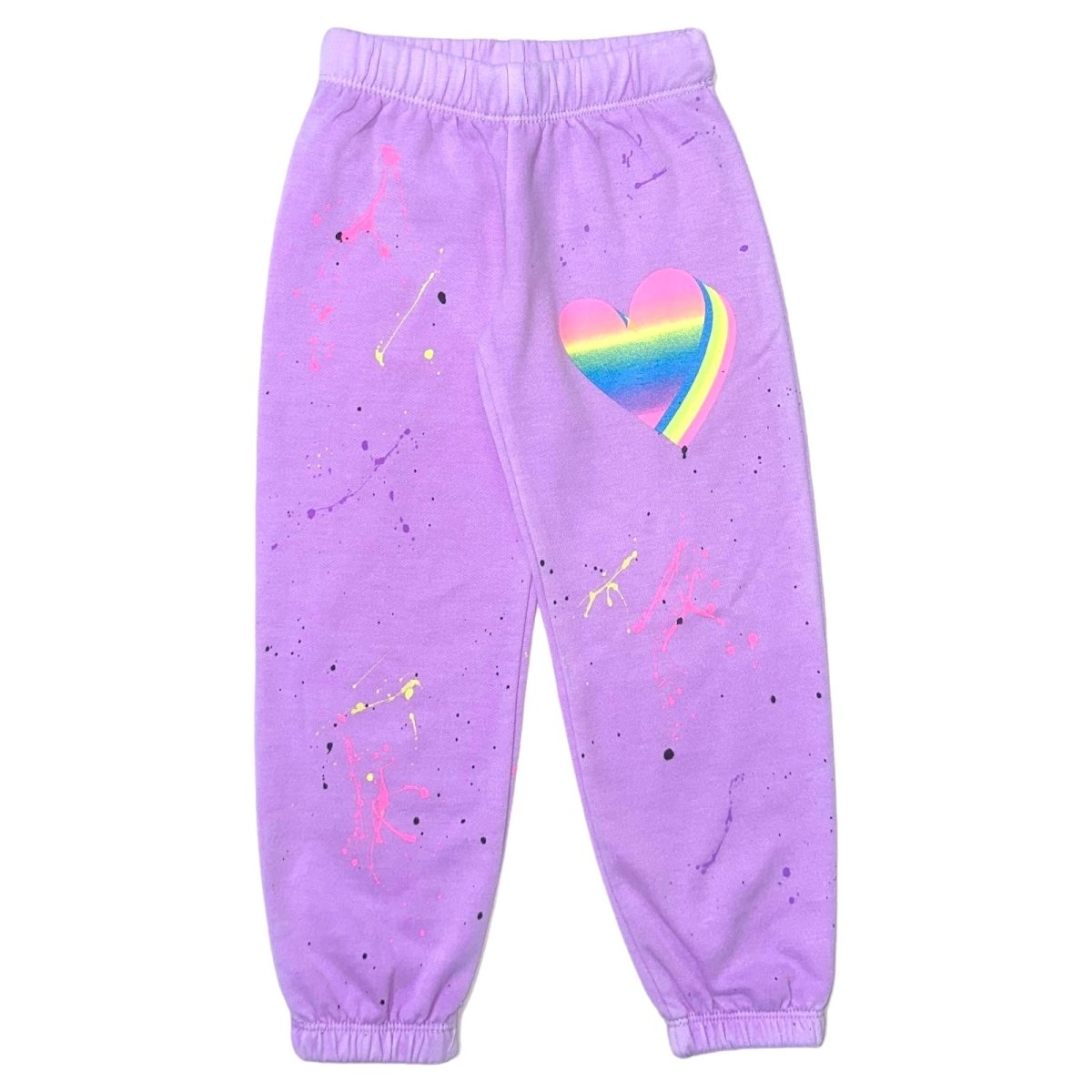 3D NEON HEART PAINT SPLATTER SWEATPANTS - SWEATPANTS