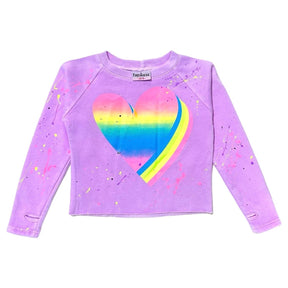 3D NEON HEART PAINT SPLATTER SWEATSHIRT - FIREHOUSE