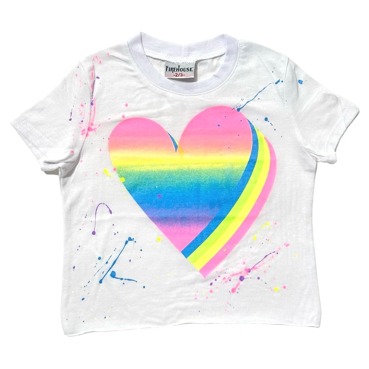 3D NEON HEART PAINT SPLATTER TSHIRT - FIREHOUSE