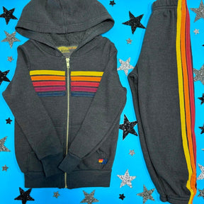 5 STRIPE ZIP UP HOODIE - AVIATOR NATION KIDS