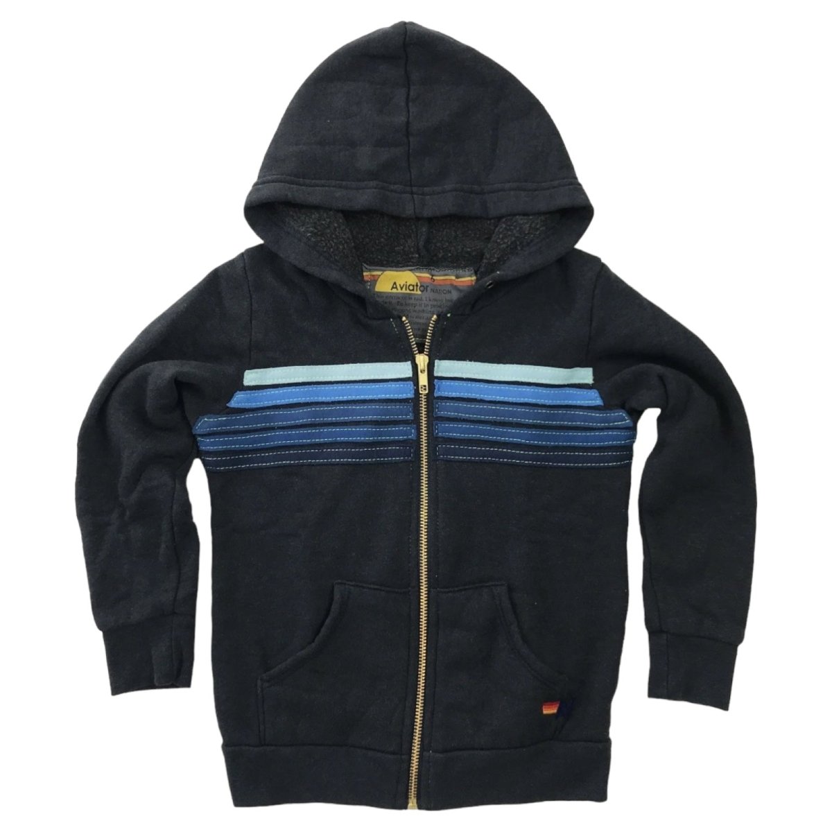 5 STRIPE ZIP UP HOODIE - AVIATOR NATION KIDS