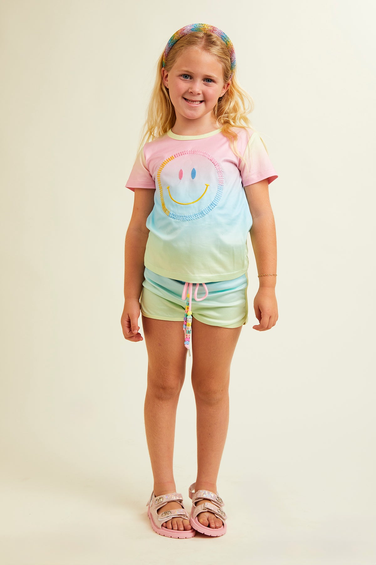 SUNSET SMILEY OMBRÉ TOP AND SHORTS SET