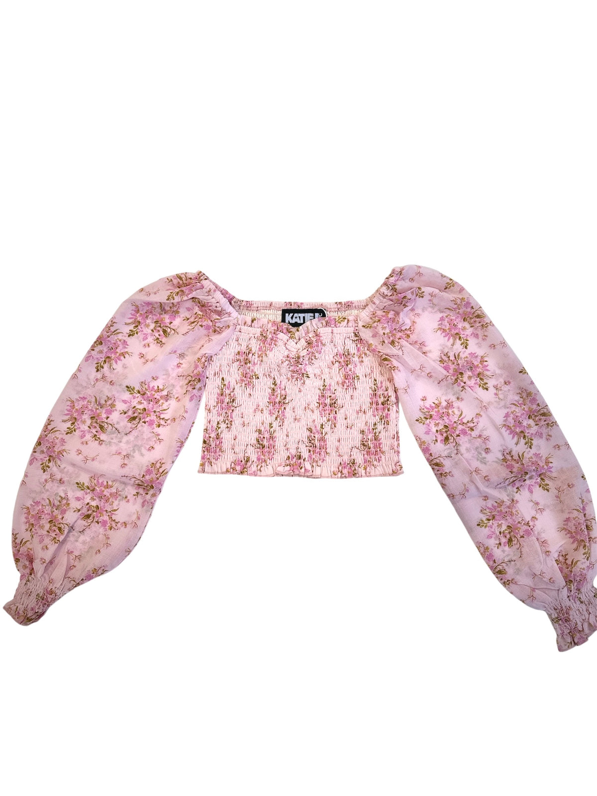 CHLOE PINK BOUQUET SMOCKED PUFF SLEEVE TOP (PREORDER)