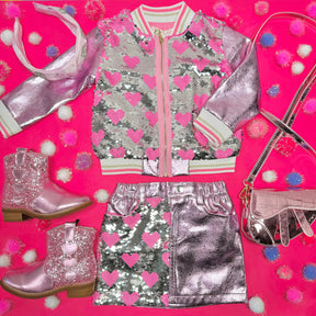 HEART SEQUIN METALLIC JACKET - JACKETS