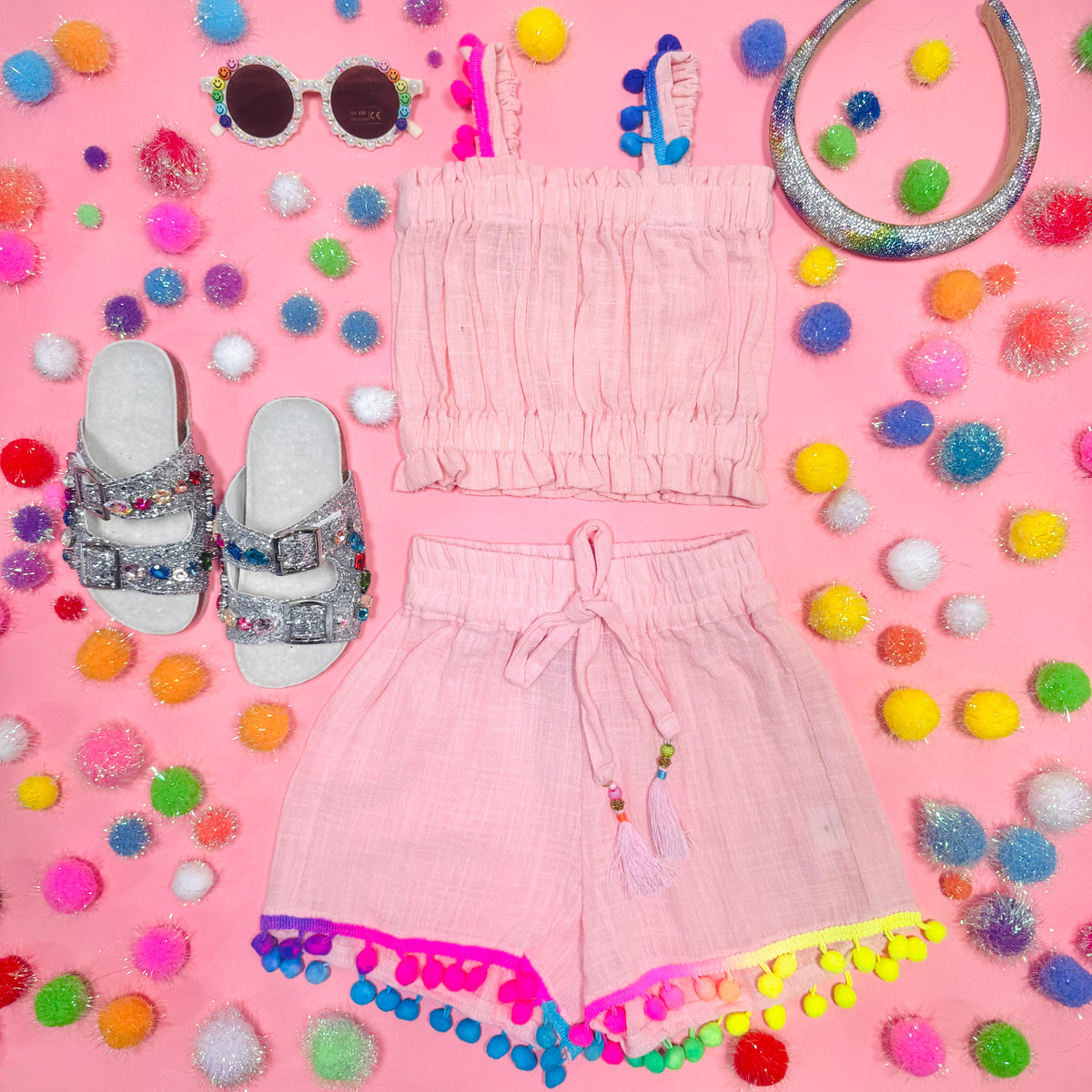 POM POM TANK TOP AND SHORTS SET