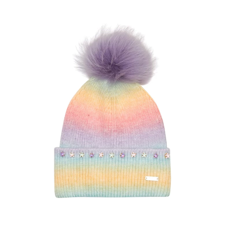 STARS RAINBOW BEANIE W/ POM