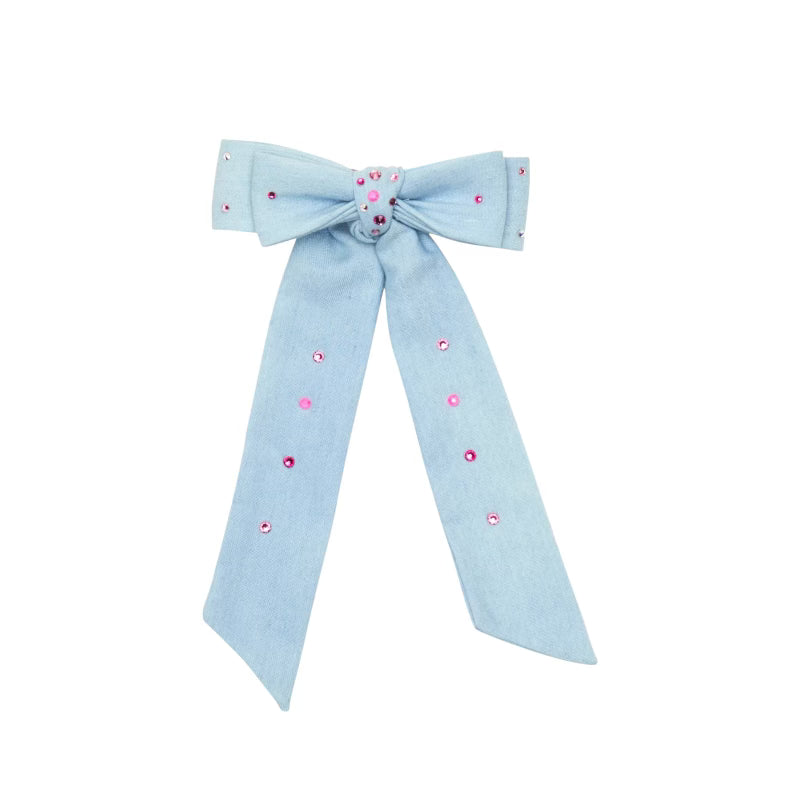 DENIM NEON CRYSTAL BOW CLIP