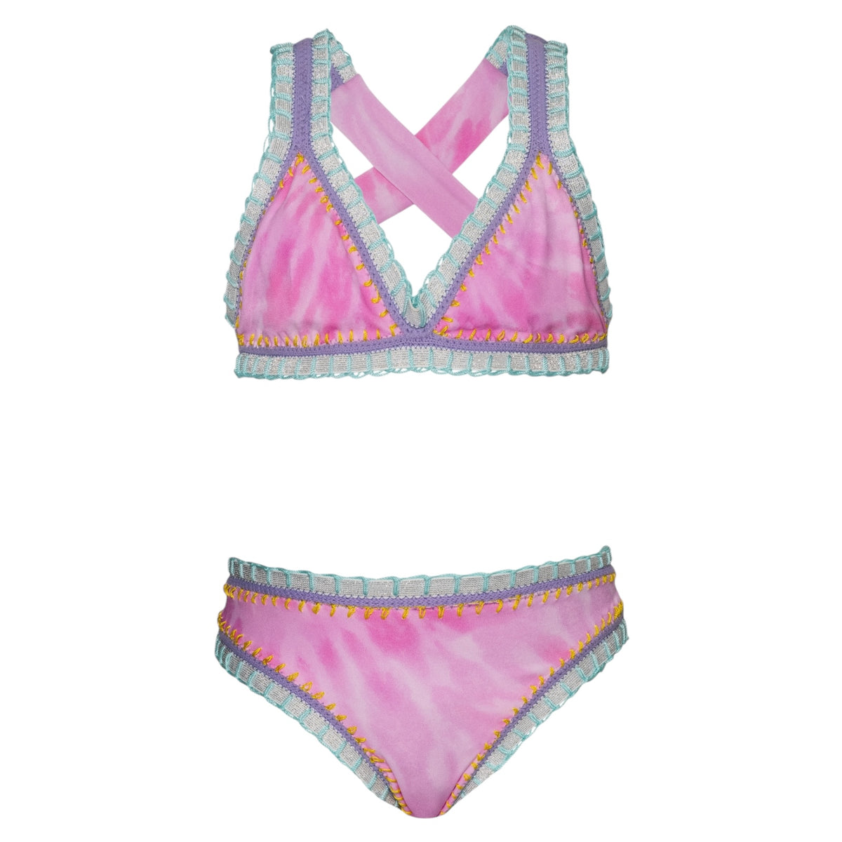 TIE DYE RAINBOW STITCHING TWO PIECE BIKINI (PREORDER)