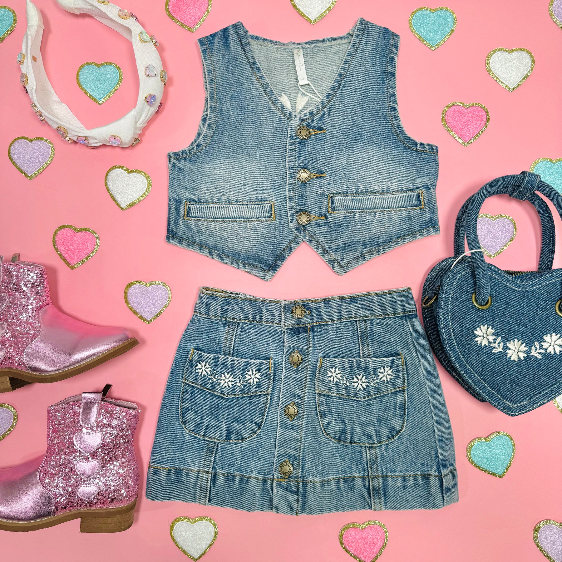 FLOWER DENIM VEST