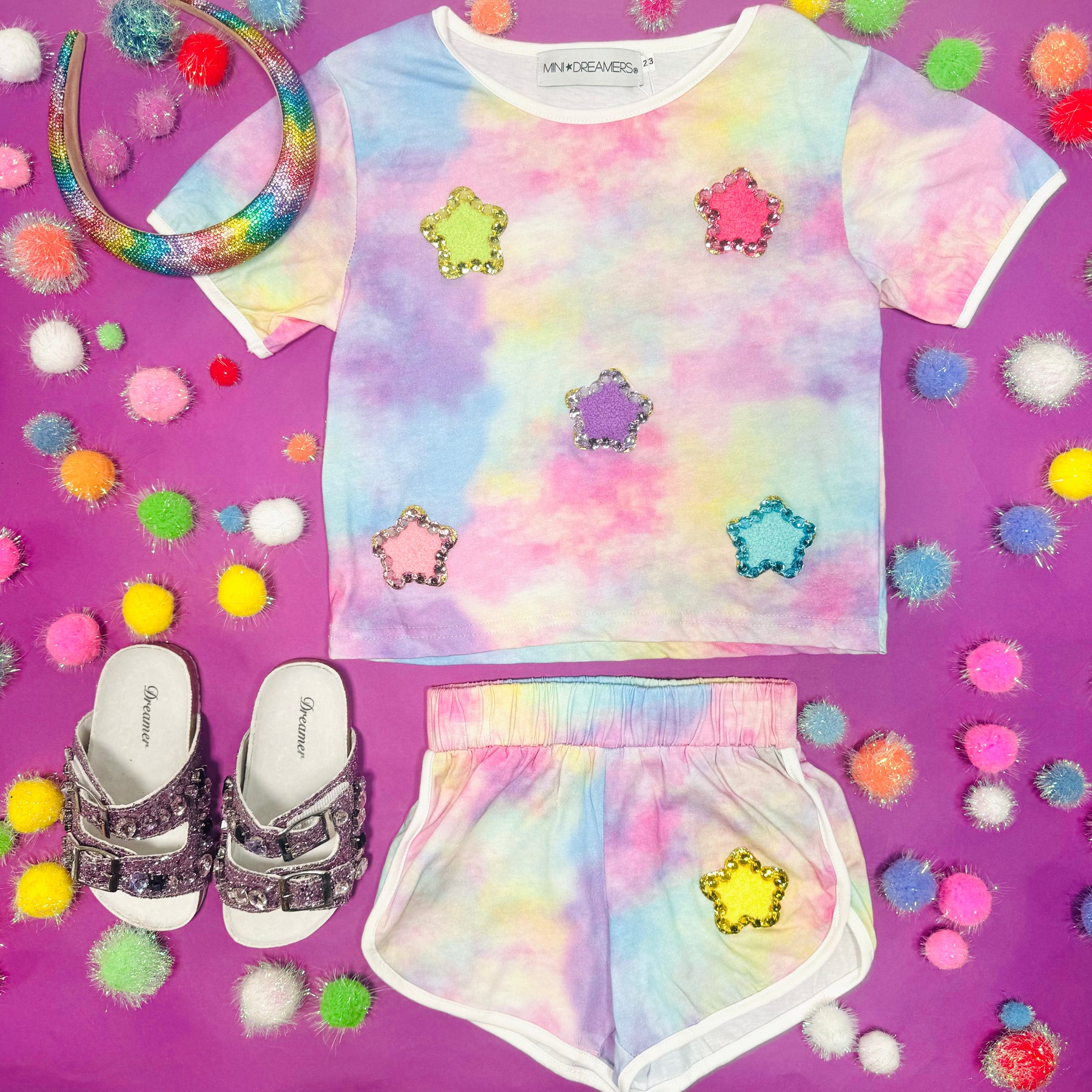 GALAXY STARS TIE DYE TOP AND SHORTS SET