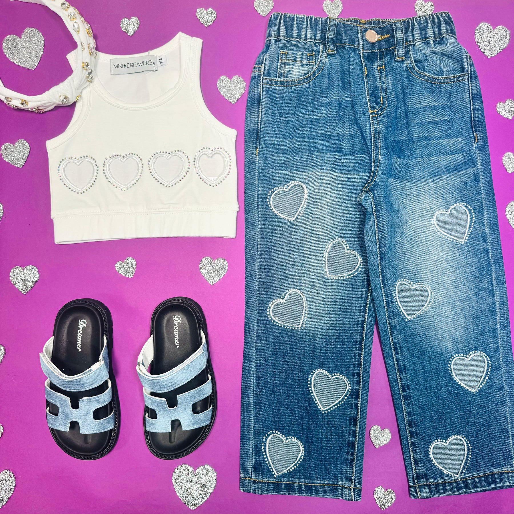 AYA CRYSTAL HEARTS CROP TOP