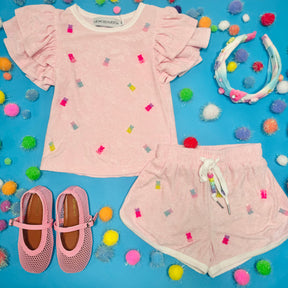 CANDY BEAR TOP AND SHORTS SET