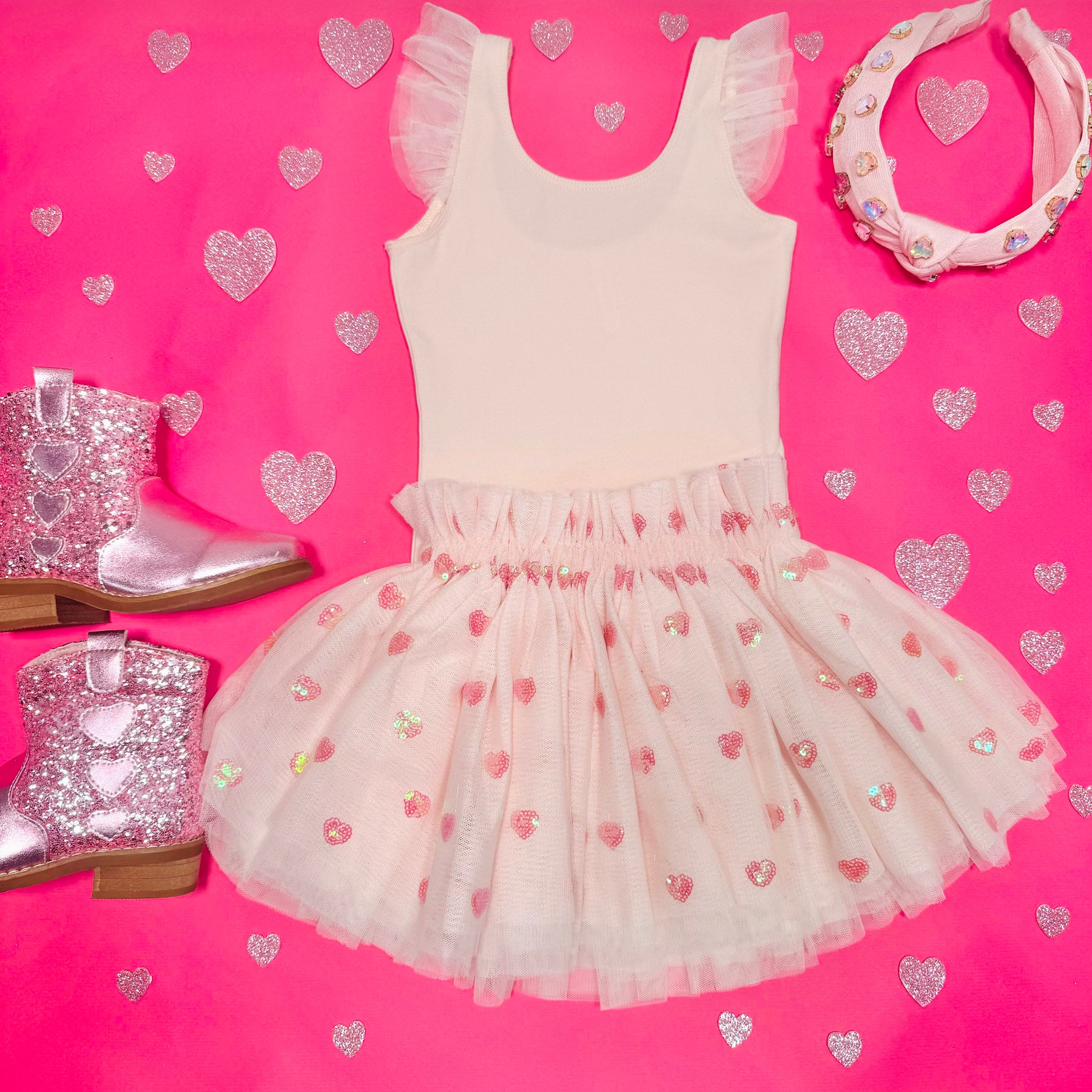 LOTTIE HEARTS LEOTARD AND TUTU SKIRT SET