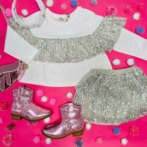 SEQUIN TIERED SKIRT