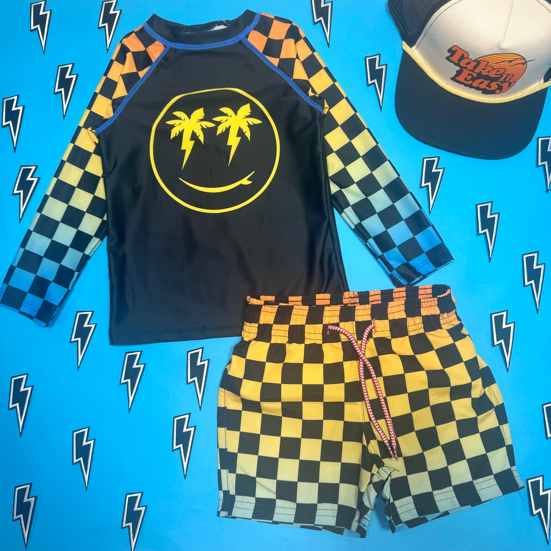 SMILEY FACE LONG SLEEVE RASH GUARD - RASH GUARDS