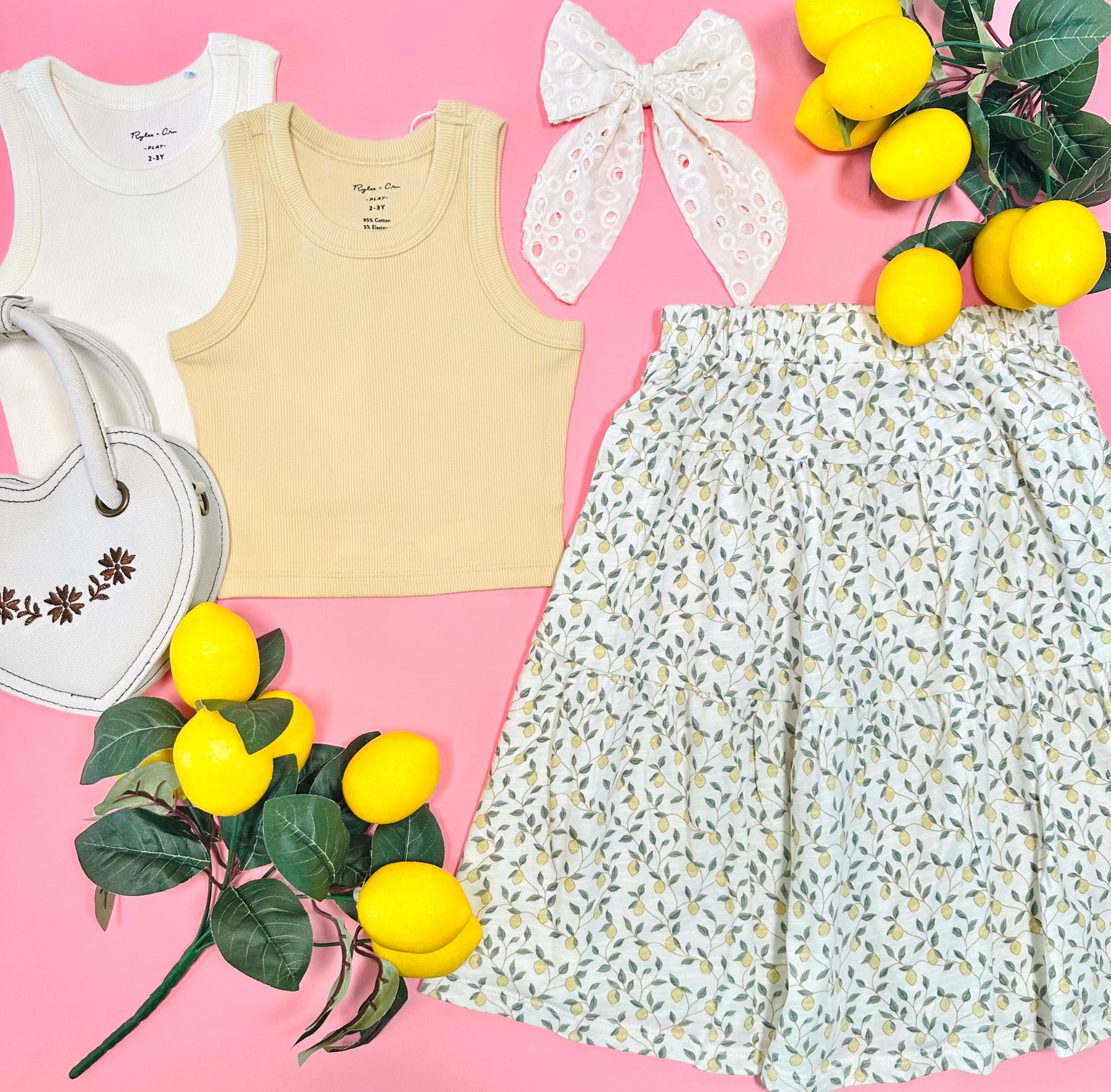 LEMONS TIERED MIDI SKIRT