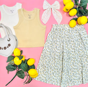 LEMONS TIERED MIDI SKIRT