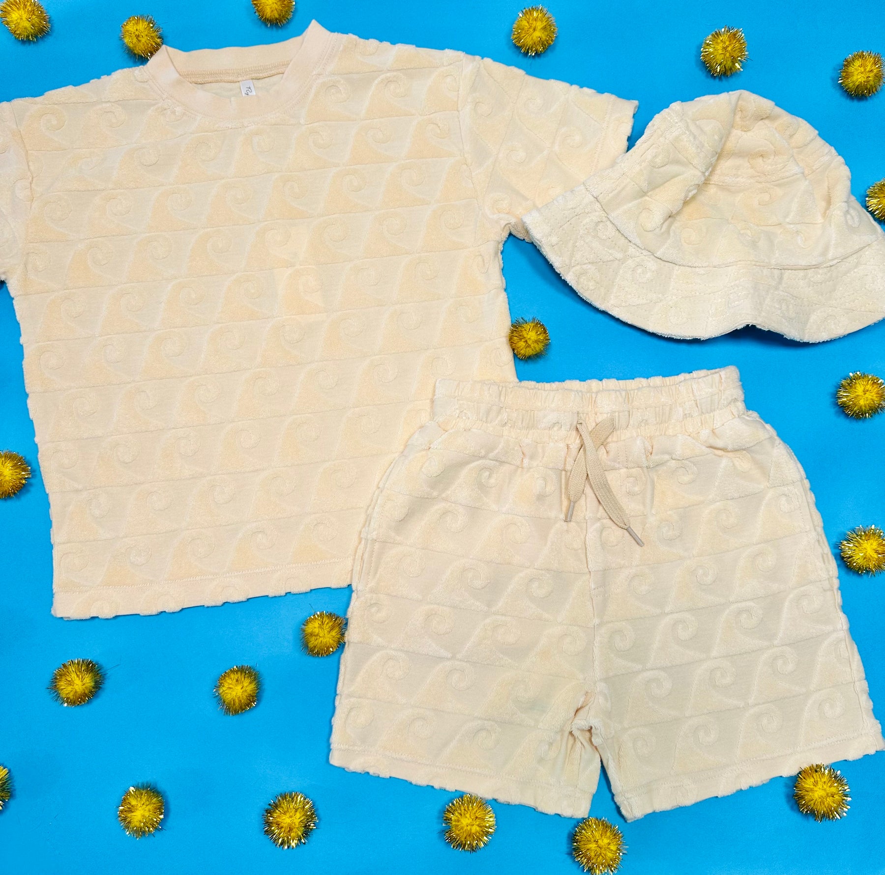 WAVES TERRY RELAXED TSHIRT AND SHORTS SET