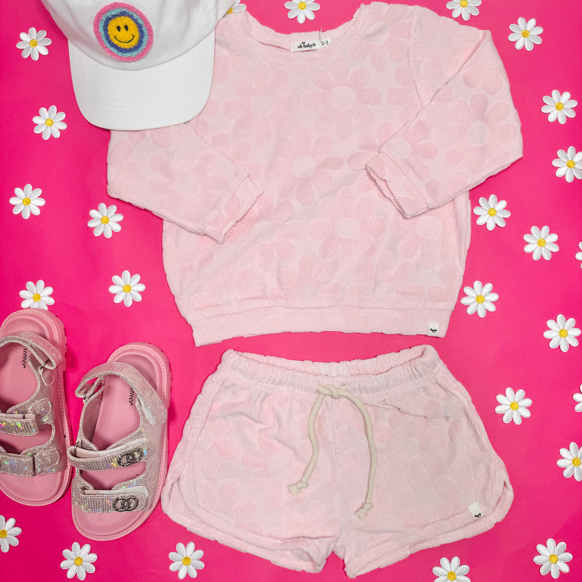 DAISIES TERRY SWEATSHIRT AND SHORTS SET - SET