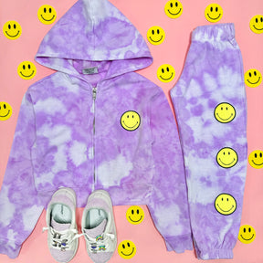 SMILEY TIE DYE ZIP UP HOODIE - HOODIES