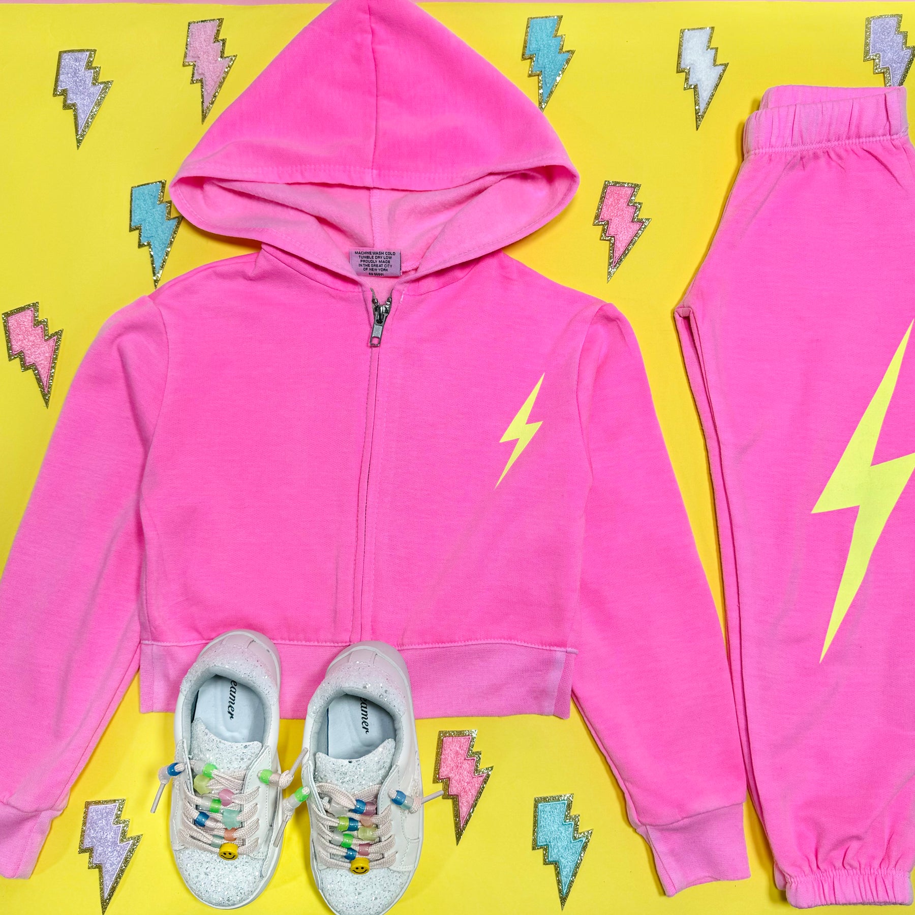 BOLT NEON ZIP UP HOODIE - HOODIES