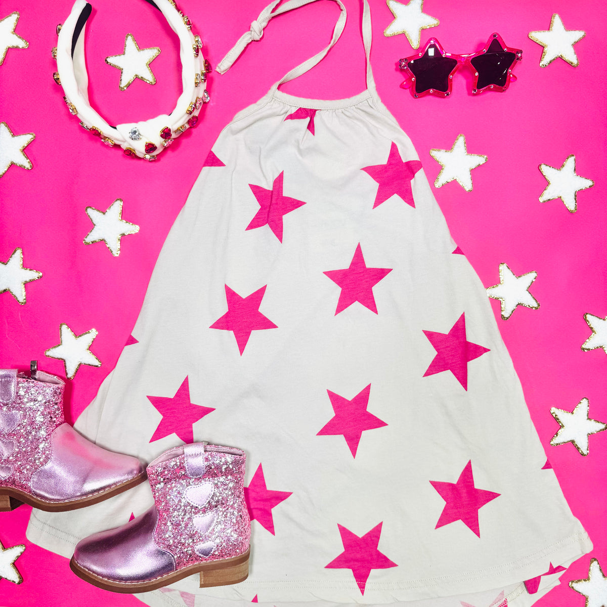 STAR HALTER DRESS - DRESSES