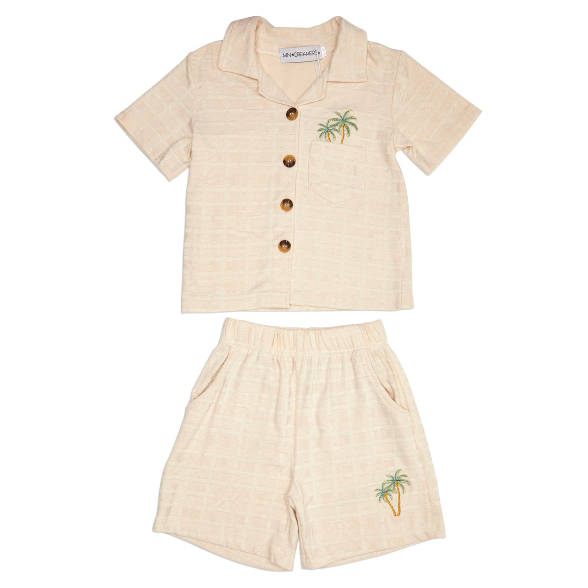 JORDAN PALM TREES KNITTED BUTTON DOWN AND SHORTS SET - SET