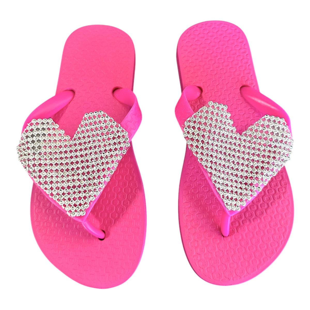 CRYSTAL HEART FLIP FLOP SANDALS