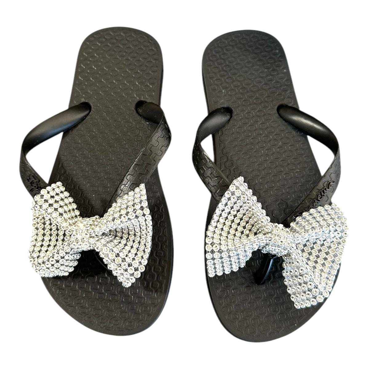 CRYSTAL BOW FLIP FLOP SANDALS