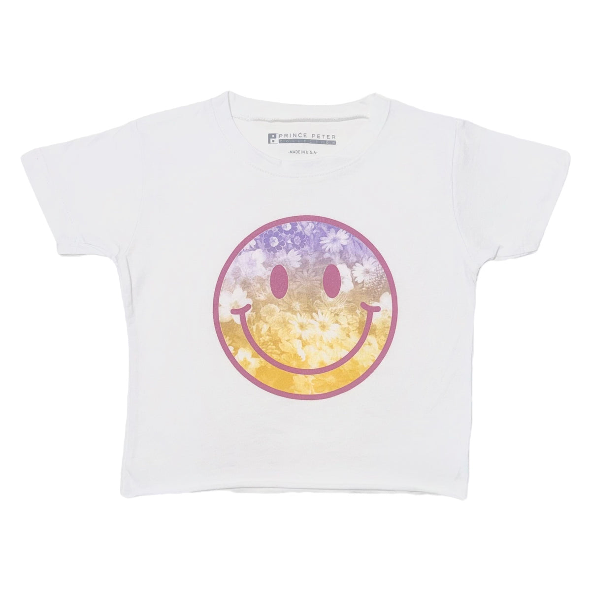 FLORAL SMILEY FACE TSHIRT - SHORT SLEEVE TOPS