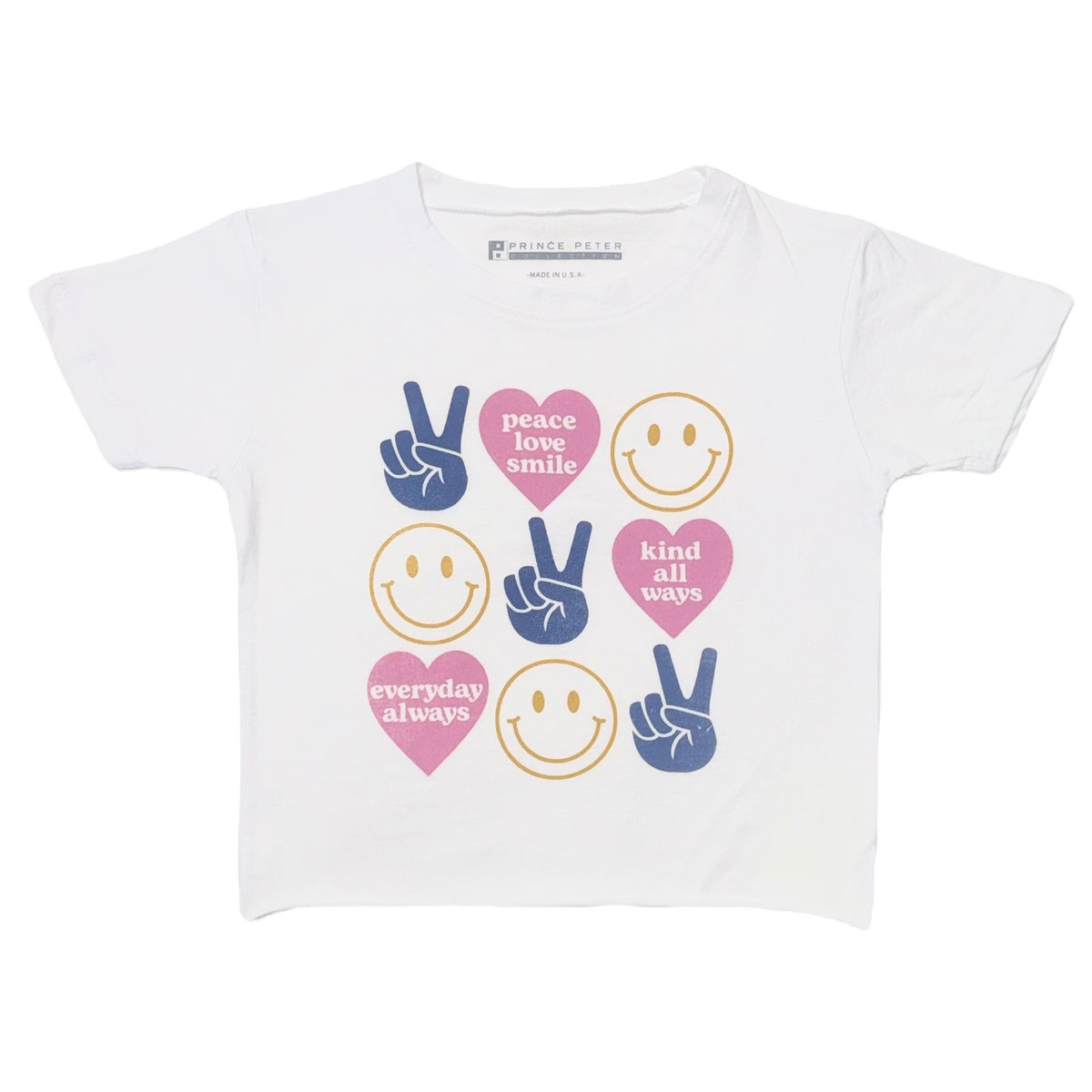 PEACE LOVE SMILE CROP TSHIRT - SHORT SLEEVE TOPS