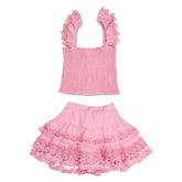 ADINA PINK LEMONADE SMOCKED TOP AND RUFFLE SKIRT - LITTLE PEIXOTO