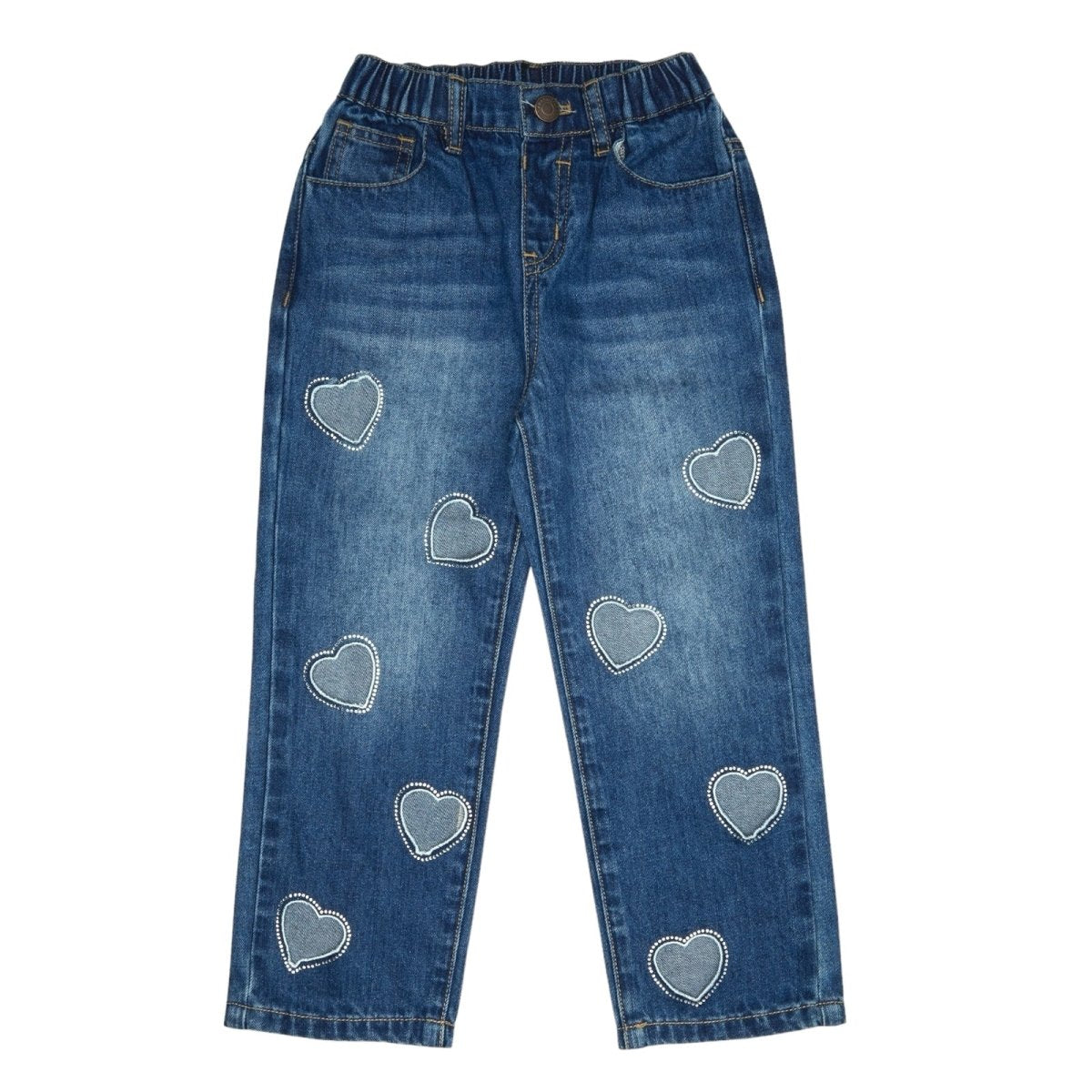 AMELIA CRYSTAL HEARTS DENIM PANTS - PANTS