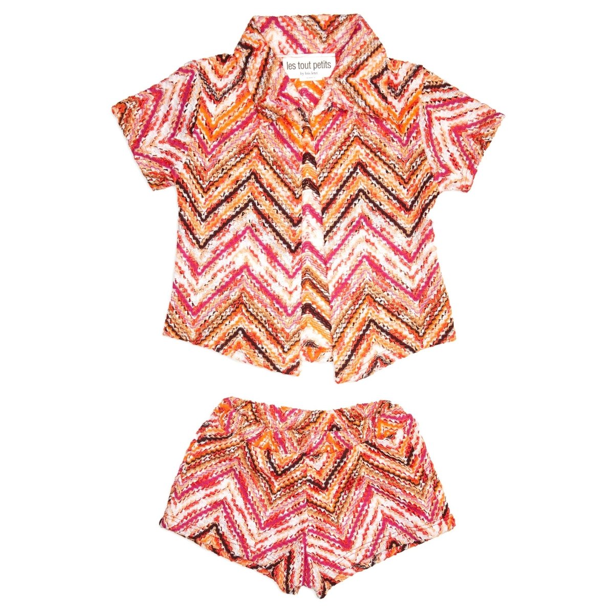 APRICOT ZIG ZAG OPEN TOP AND SHORTS COVER UP SET - LES TOUT PETITS