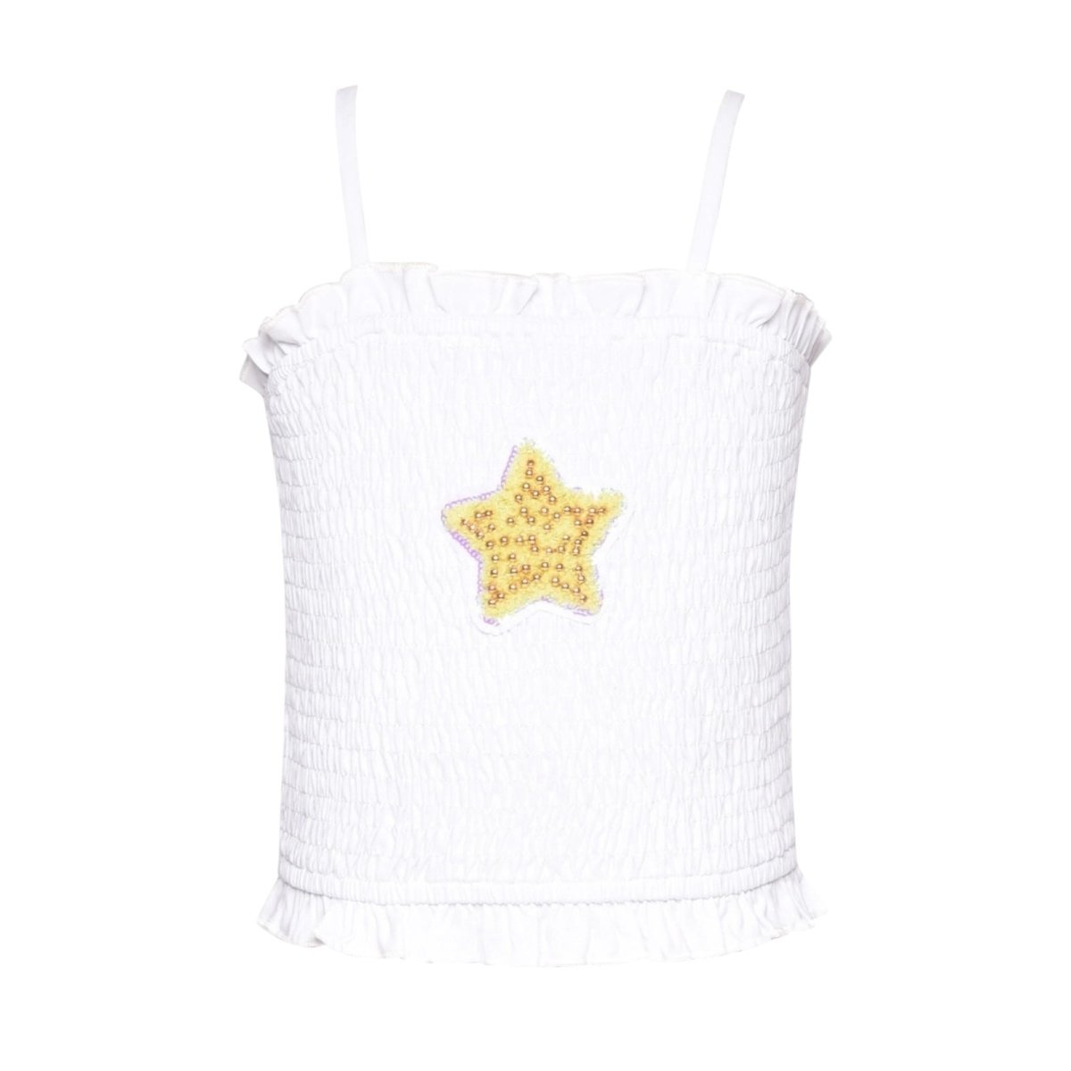 BEADED STAR SMOCKED TANK TOP - TANK TOPS