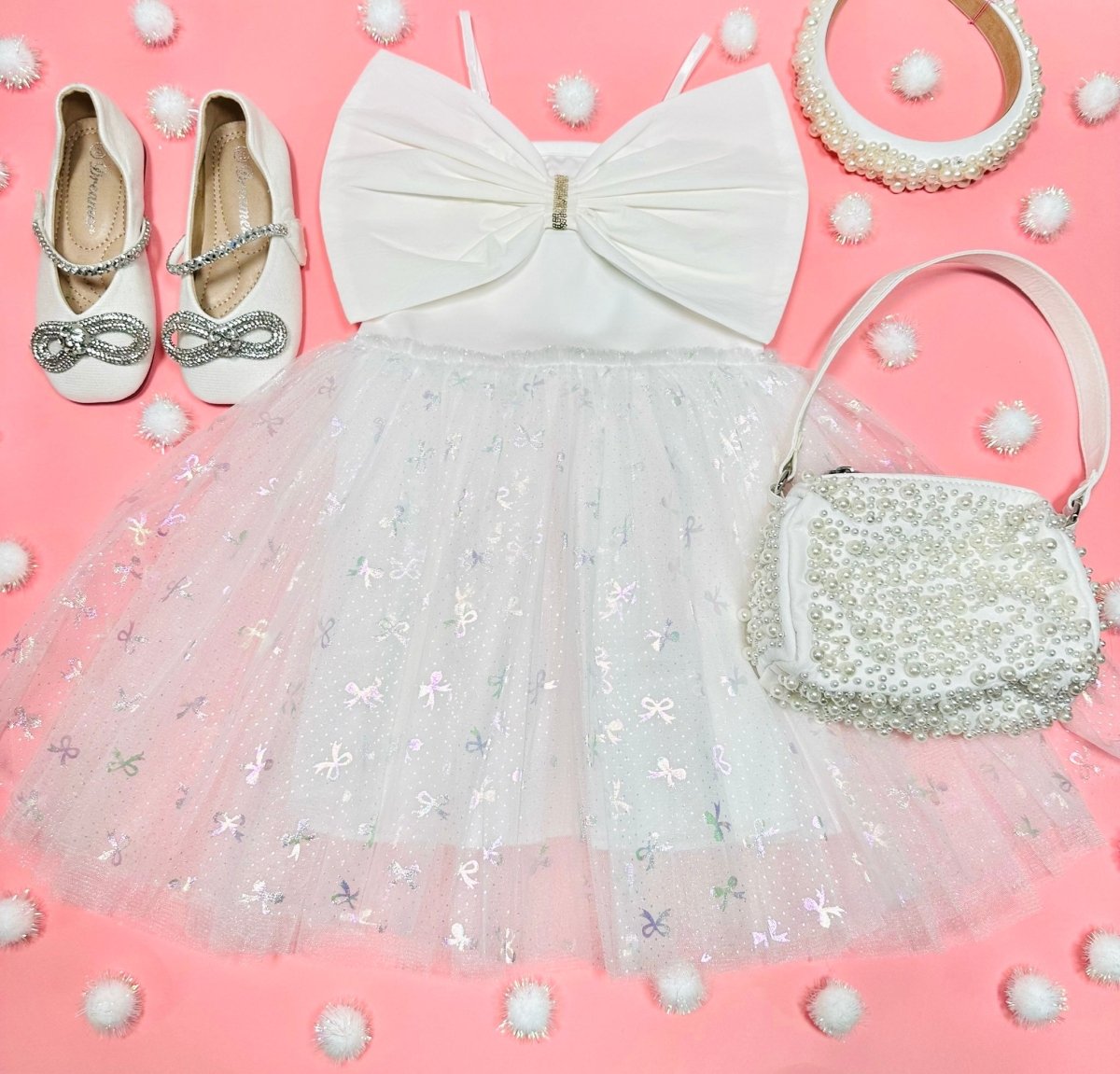 BIG BOW HOLOGRAPHIC TUTU DRESS - DRESSES