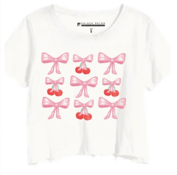 BOWS & CHERRIES CROP TSHIRT (PREORDER) - PRINCE PETER