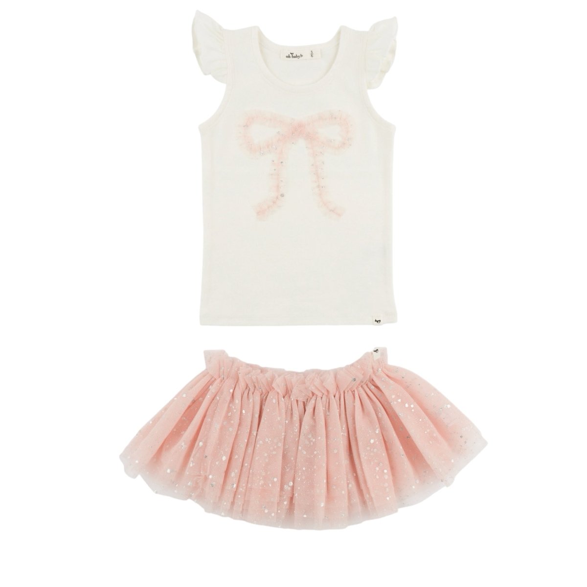 BOWS TANK TOP AND TUTU SPARKLE SKIRT SET - SET