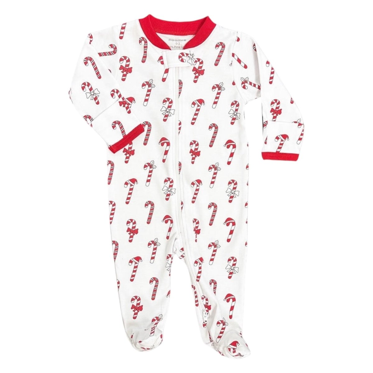 CANDY CANES ZIP FOOTIE (UNISEX) (PREORDER) - NOOMIE