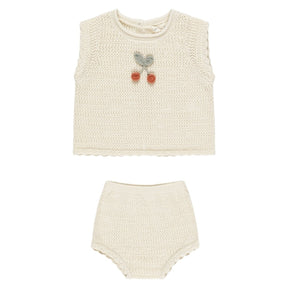 CHERRY SCALLOP KNIT TOP AND BLOOMERS SET - RYLEE + CRU