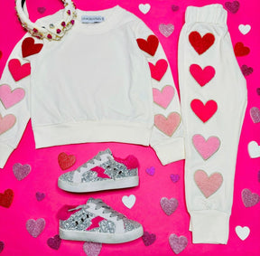 CHLOE OMBRÉ HEARTS SWEATSHIRT AND SWEATPANTS SET - MINI DREAMERS