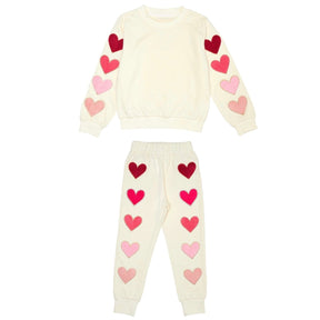 CHLOE OMBRÉ HEARTS SWEATSHIRT AND SWEATPANTS SET - MINI DREAMERS