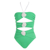 CLODIA FLOWER CRINKLED ONE PIECE SWIMSUIT (PREORDER) - NESSI BYRD