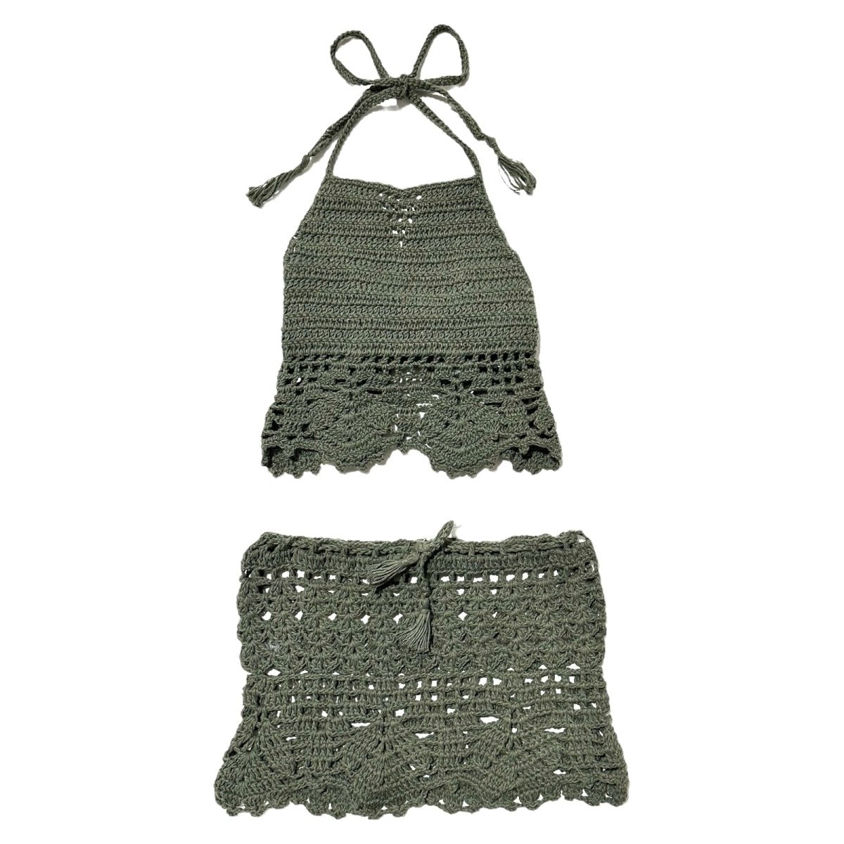 CROCHET HALTER TOP AND SKIRT SET - SET