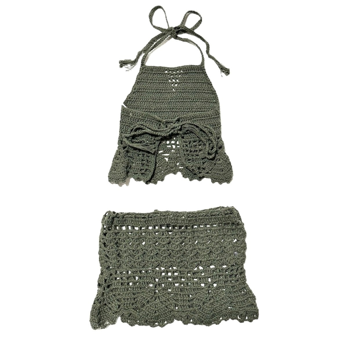 CROCHET HALTER TOP AND SKIRT SET - SET