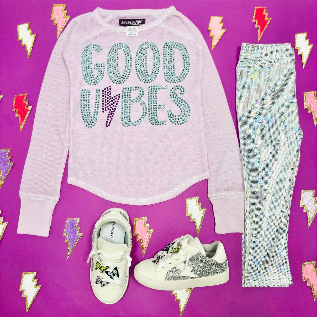 CRYSTAL GOOD VIBES LONG SLEEVE THERMAL TOP - SPARKLE BY STOOPHER