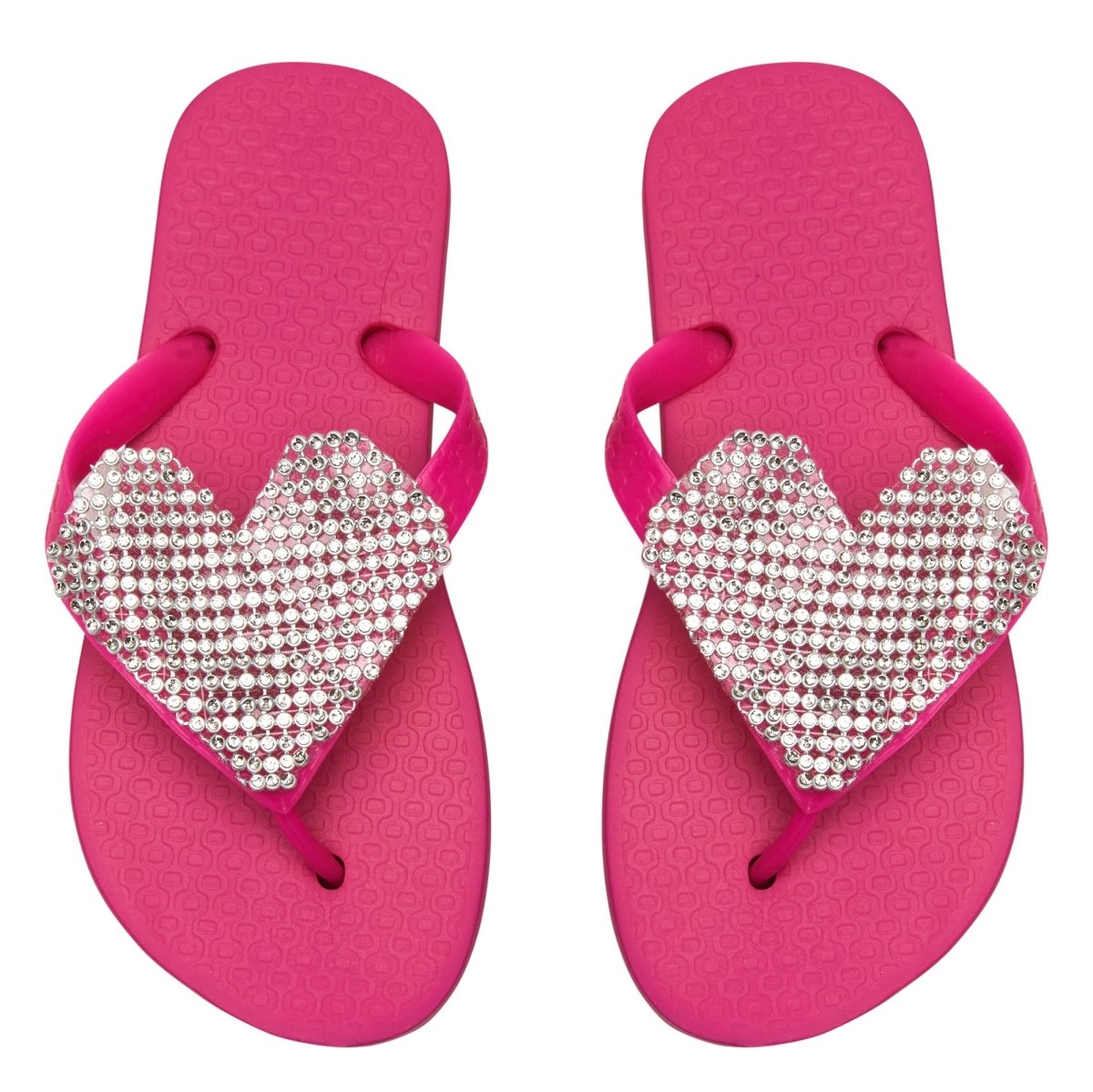 CRYSTAL HEART FLIP FLOP SANDALS - SANDALS