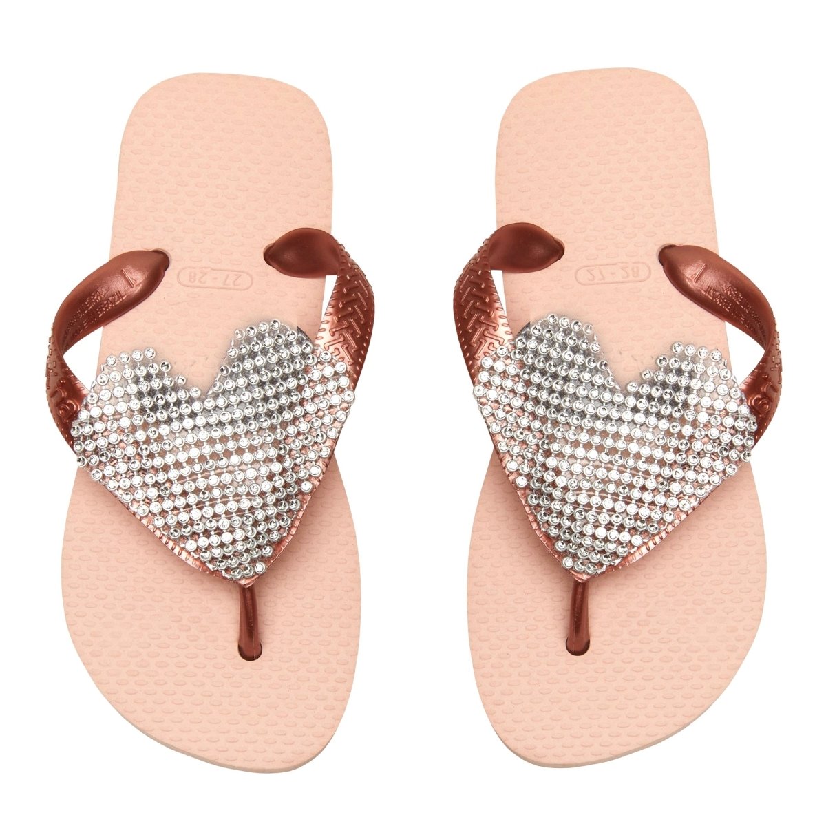 CRYSTAL HEART FLIP FLOP SANDALS - SANDALS