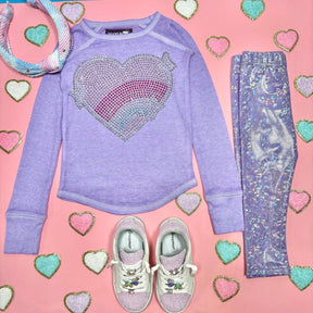 CRYSTAL HEART LONG SLEEVE THERMAL TOP - SPARKLE BY STOOPHER